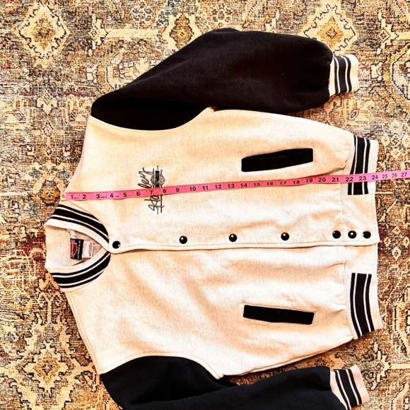 Vintage 90s Harley Davidson Varsity Bomber Jacket Unisex Medium Snap USA Biker - Picture 7 of 13